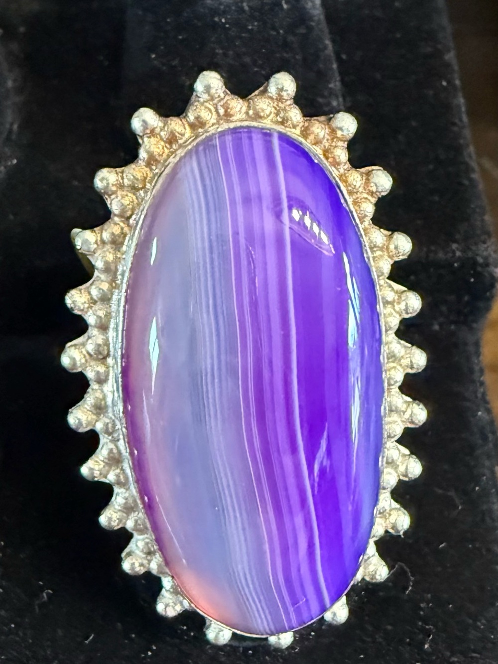 Women's Purple Agate Sterling Statement Ring